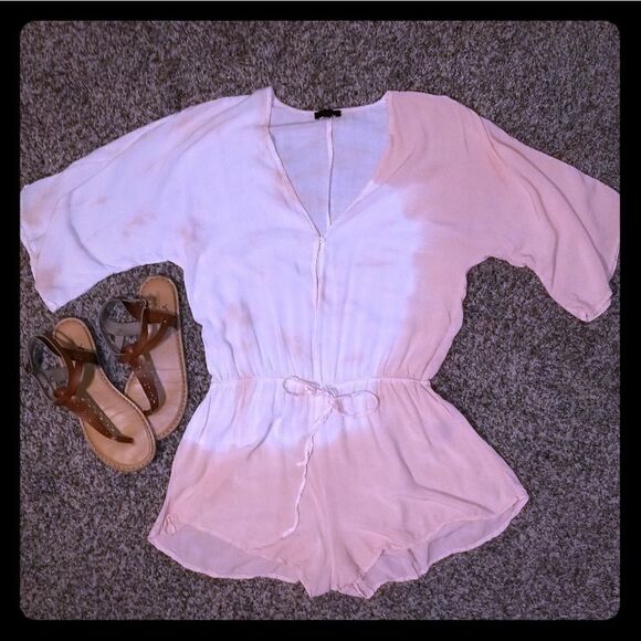 Aakaa | Rose Colored Dip Dyed Romper - Picture 1 of 5